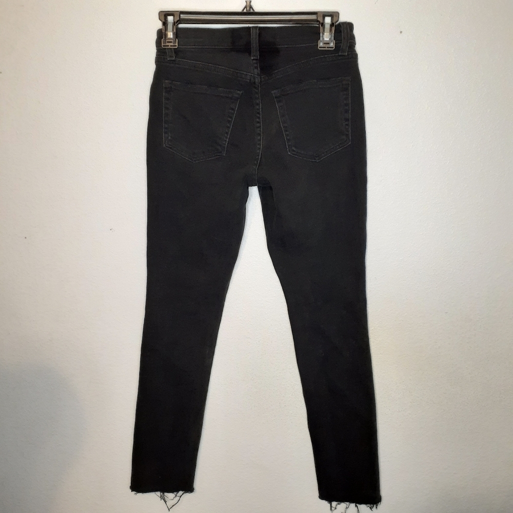 Reformation Gainsbourg Black Button Fly Raw Hem High Rise Skinny Jeans SZ 23 - Picture 5 of 8